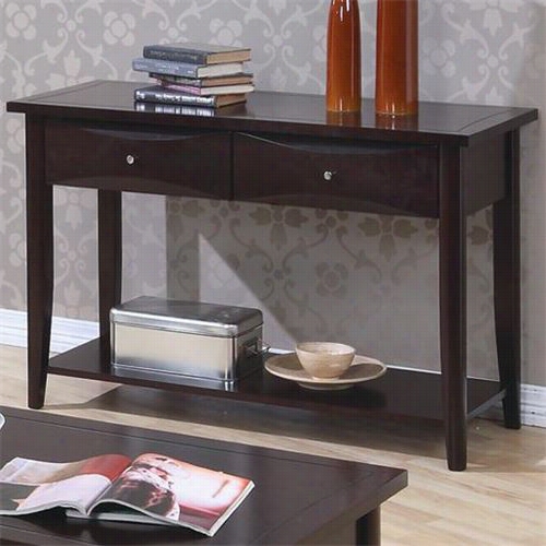 Cosster Furiture 700969 Whitehall Sofa  Table In Cappuccino With Shelf And Storge Drawers