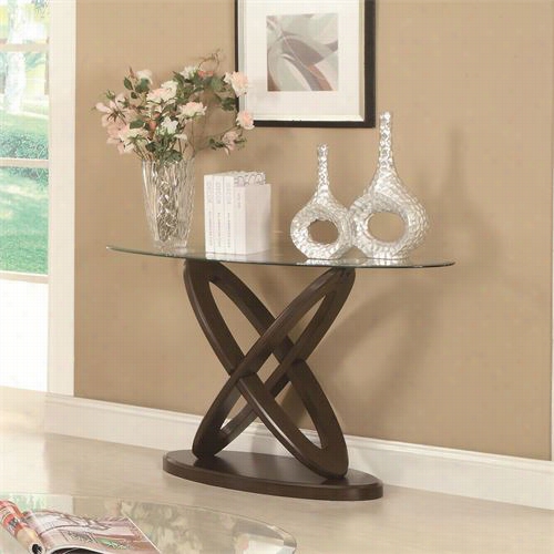 Coaster Furnitture 702789 Occasional Group Glass Top Intersecting Ring Sofa Table In Espresso