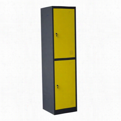 Diamond Sofa L B2yl Metal Storage Locker Cabinet In Yellow/dark Grey With Wedge Lock Entry