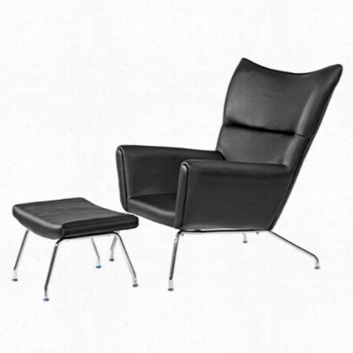 Fine Mod Imports  Fmi9323wing Leather  Chair With Ottoman Set