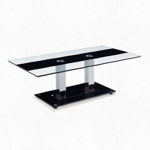 Global Furniture T1208ct Coffee Table In Clear Glasswith Black Stripe