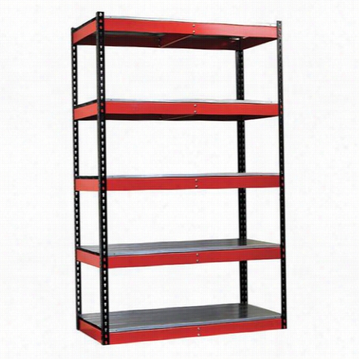 Hallowell Fkr362478-5s-eb-r-ht 36""w X 24""d X 78"&"h 5 Levels Starter Knock-down Fort Knox Rivetwell Shelving Unit With Ez Deck In Black Posts/re Beams