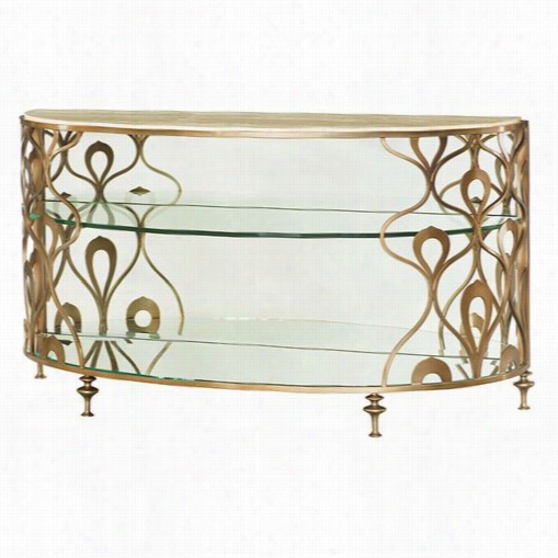 Hammary 308-925 Bob Mackie Demi-lune Sofa Table-metal In Champagne Steel