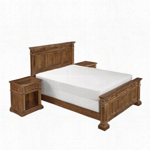 Home Styles 5000-6027 Americana Vintage King Beda Nd Two Night Stands In Distressed Natural Acacia
