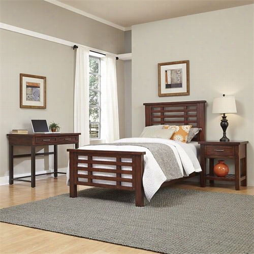 Home Styles 5410-4026 Cabin Creek Twin Bed, Darkness Sta Nd And Student Desk With Hutch In Distressed Chestnut