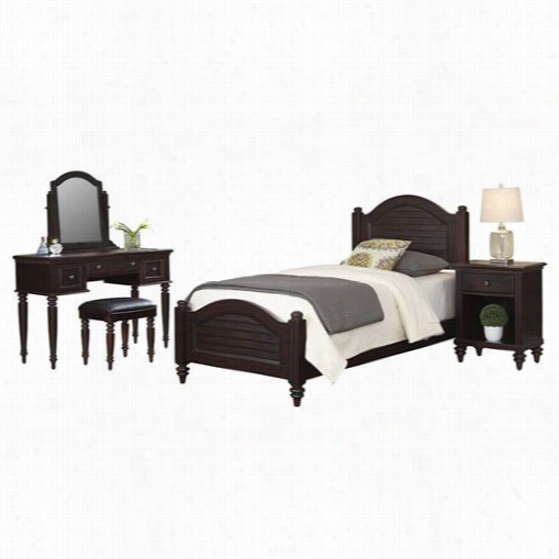 Home Styles 5542-4028 Bermuda Twin Bed, Night Stand Ane Vanity With Bennch