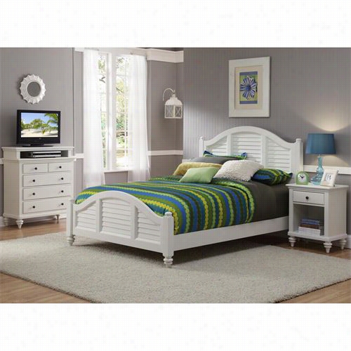 Home Styles 5543-5019 Bermuda Queen Bed, Nigt Stand And Media Chest In Rushed White