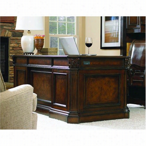 Hooker Furniture 374-10-562 European Renaissance Ii 73"" Executiive Desk In Dzrk Wood