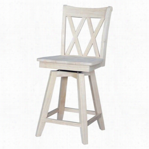 International Concepts S-02sw Double X Back Counter Height Stool With Swivel And Auto Recur