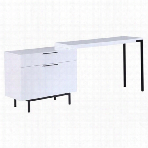 J&m Furniture 18074 Wanda Modern Office Desk In Whitd High Gloss