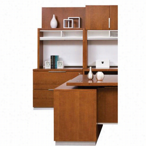 Kathy Ireland Home By Martin Mmt310-mt450 Monteey Lateral File With Small Hutch In Toasted Almond