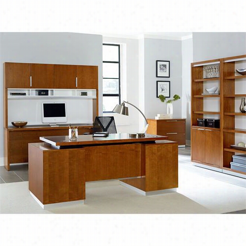 Kathy Ireland Home By Martin Mt682-mt688 Mo Nterey Open Credenza And Large Hutch With Doors In Toasted Almond