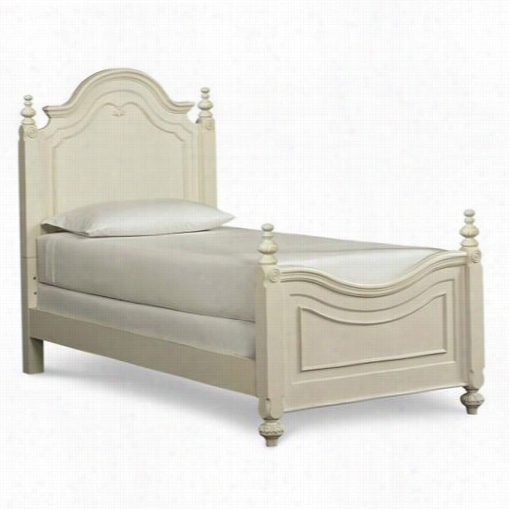 Legac Classic Furniture 3850-4203k Charlotte Twin Com Plete Low Poster Bed In Antique White With Light Distressng