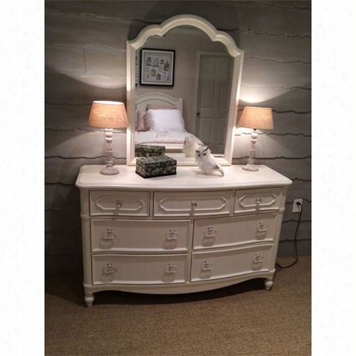 Lehacy Classic Furnture 4910-1100-4910-0100 Wendy Bellissimo Dresser And Irror In Antiqu Elinen White