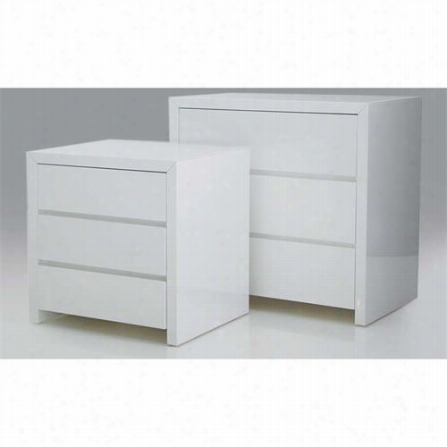 Mobital Biancaa-small-table Bia Nca 2 Drawer Small Night Table In High Gloss White