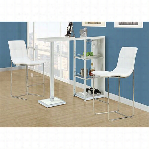 Monarch Spexialties I2343 48""l Metal Bar Table In Smooth And Shining White/chrome