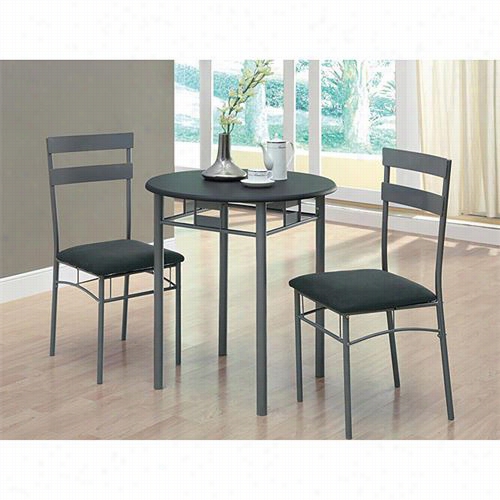 Monarchs Pecialties 3095 3 Pieces Met Al Bistro Set In  Black/silvver