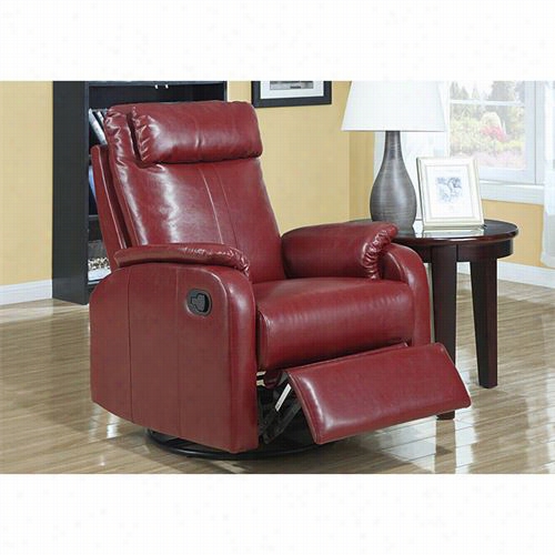 Monr Ch Specialties I081rd Boned Leather Swivel Rocker Reclin Er In Red