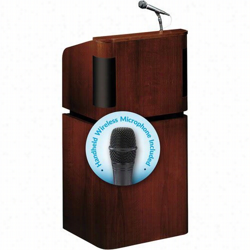 Oklahoma Sound950-901-my-wt-lwm-5 Tabletop & Base Co Mbo Sound Lectern With Wireless Handheld Mic In Mahogany