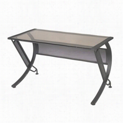 Osp Designs Hzn25l Horizon Corner Return Desk In Black With Bronze Glass