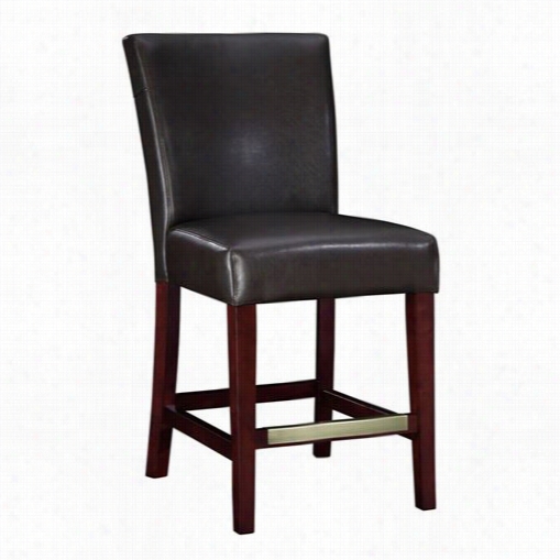 Powlel Furniture 749-918 Brown Bon Ded Leather Counter Stool