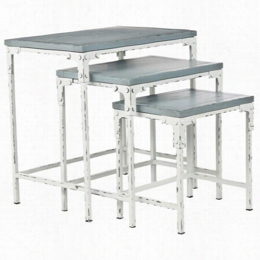 Safavieh Amh6550a Timmy Stacking Tables In Distr Esseed Pale Blus/white