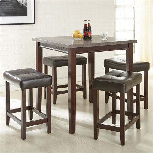 Steve Silver Ab3636b Berdeen 5 Pack Counter Height Table Set In Dadk Brown With 4 Stools