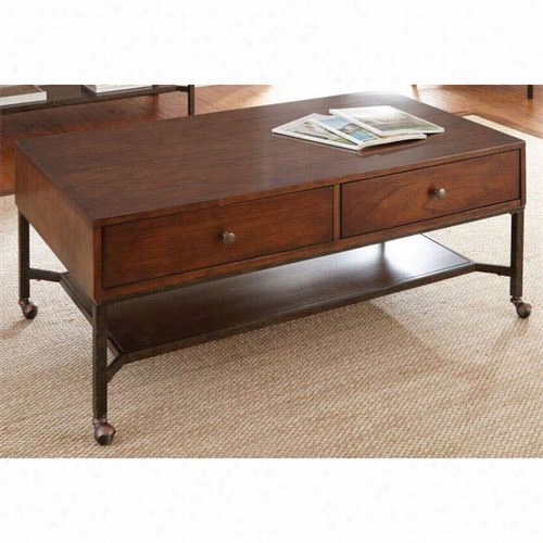 Steve Silver Hy300cas Hayden Cocktail Table In Medium Cherry With Casters