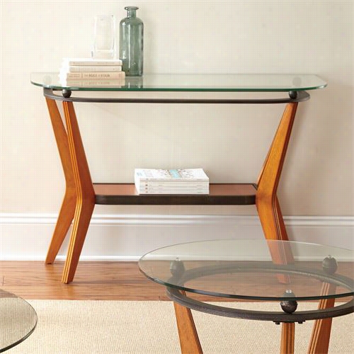 Steve Silver S150sb-sa150st Saxony Sofa  Table In Fruitwood With Glass Top