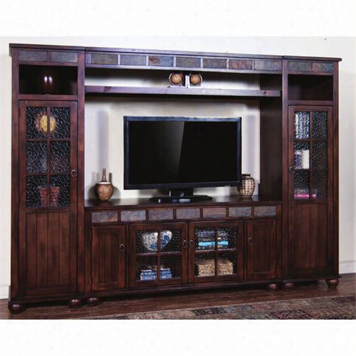 Sunny Designs 3509dc-62-3509dc-bs-3509dc-pl-3509dc-pr Santa Fe Tv Console By The Side Of Wall Bridge And Wall Pier Cabint In Dark Chocolate