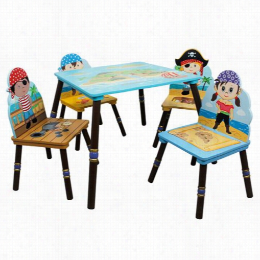 Teamson Td-11593s-ab Pirates Island Table And Set Of 4 Chairs