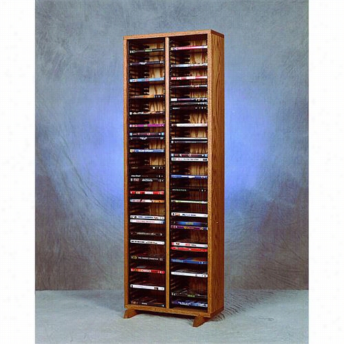 The Wood Shed 201-4dvd Solid Oak Tower For Dvd's (individual Locking Slots)