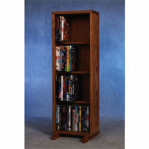 The Wood Shed 415-12 Solid Oak 4 Row Dowel Dvd Cabinet Tower