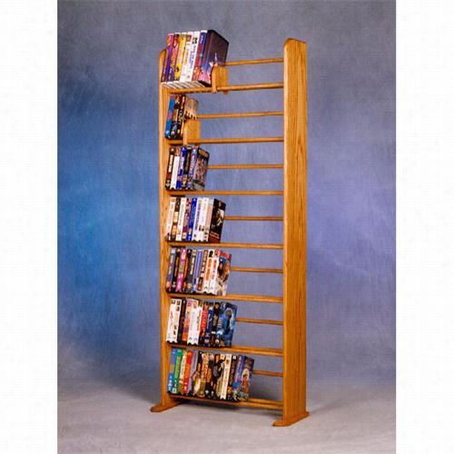 The Wood Shd 705-dvd-vhs Solid Oak 7 Row Dowel Dvd/vhs Rack