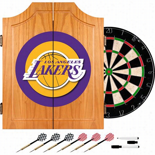 Trademark Home Nba7000- Lal Los Angeles Lakers Nba Wood Dart Cabinet Set