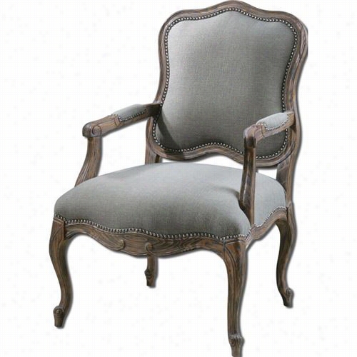 Uttermost 23095w Lila Arm Chair In Gray/natual Wood