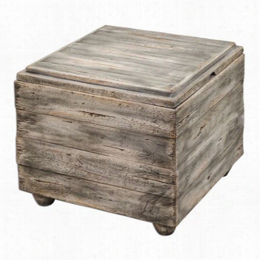 Uttermost 25603 Avner Wooden Cube Table In Waxed Driftwood