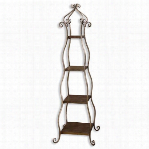 Utfermos T 26118 Lilah Etagere, Silver Leaf Wtih Champagne Patina