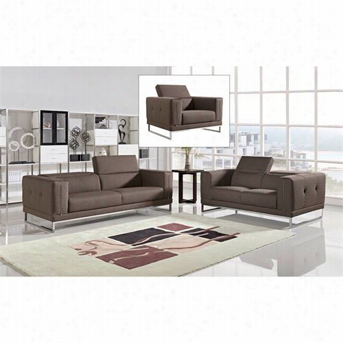 Vig Fjrniture Vgmb1469-brn Divani Casa Halite Fabric Sofa Set In Brown