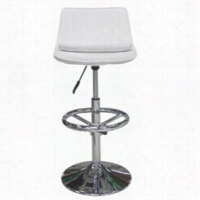 Whiteline Modern Living Bs1048p-wht Concreted Sugar Adjustable Height Chrome Base Bar Stool In Whiet