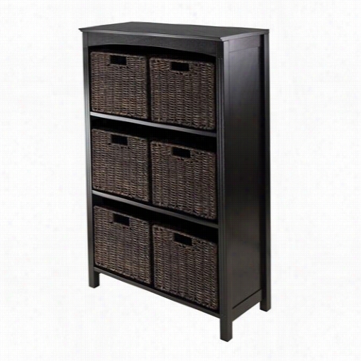 Winsome 92792  7 Piece Storage 4-tei Rshelf In Dark Espresso With 6 Small Baskets