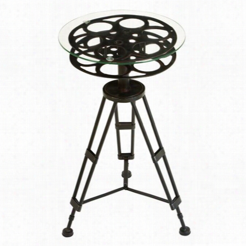 Woodland Imports 51652 Metal A Tripod Glass Acc Ent  Table