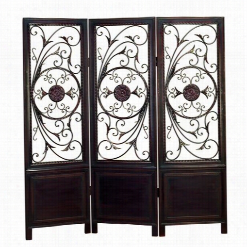 Wodland Imports 86285 Wood Metal 3 Panel Screen