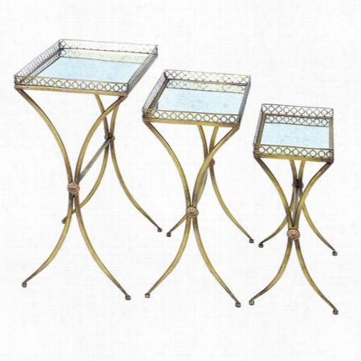 Woods Imporrts 93747 Table With Square Summit In Golden - Set Of 3