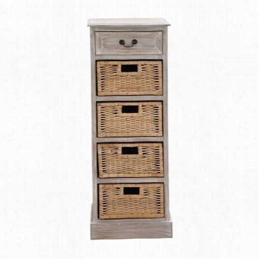 Woodland Imports 96284 The Rustic Wood 4 Basket Chest