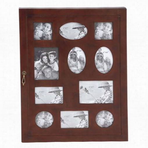 Woodland Imports 97233 The  Joyous Wood Glass Wall Photo Cabinet