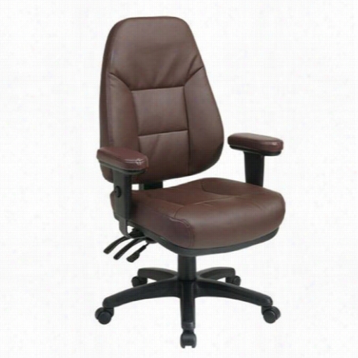 Worksmart Ec4300-ec4 Executive Ergonomic High Back Ec Oleather Chair In  Burgundy Wiith Adjustbale Padded Arsm