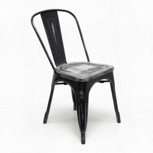 Aeon Furniture Ae3534-antblk Garvin-2 Stackabble Chair In Antique Black With Wood Seat