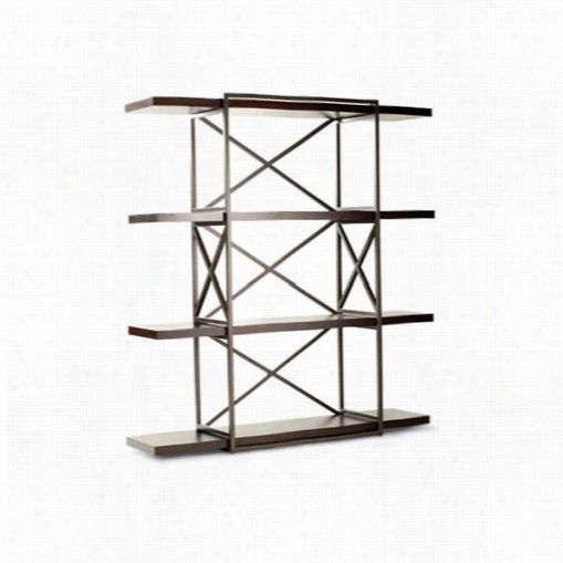 Allan Copley Designs 3404-10 Snowmass 4 Shelf Bookcase In Espresso With Metal Supp Orts