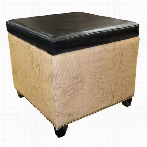 Armen Living  Lc500otwr Kenya Jute Ottoman With Bfown Le Aner Top